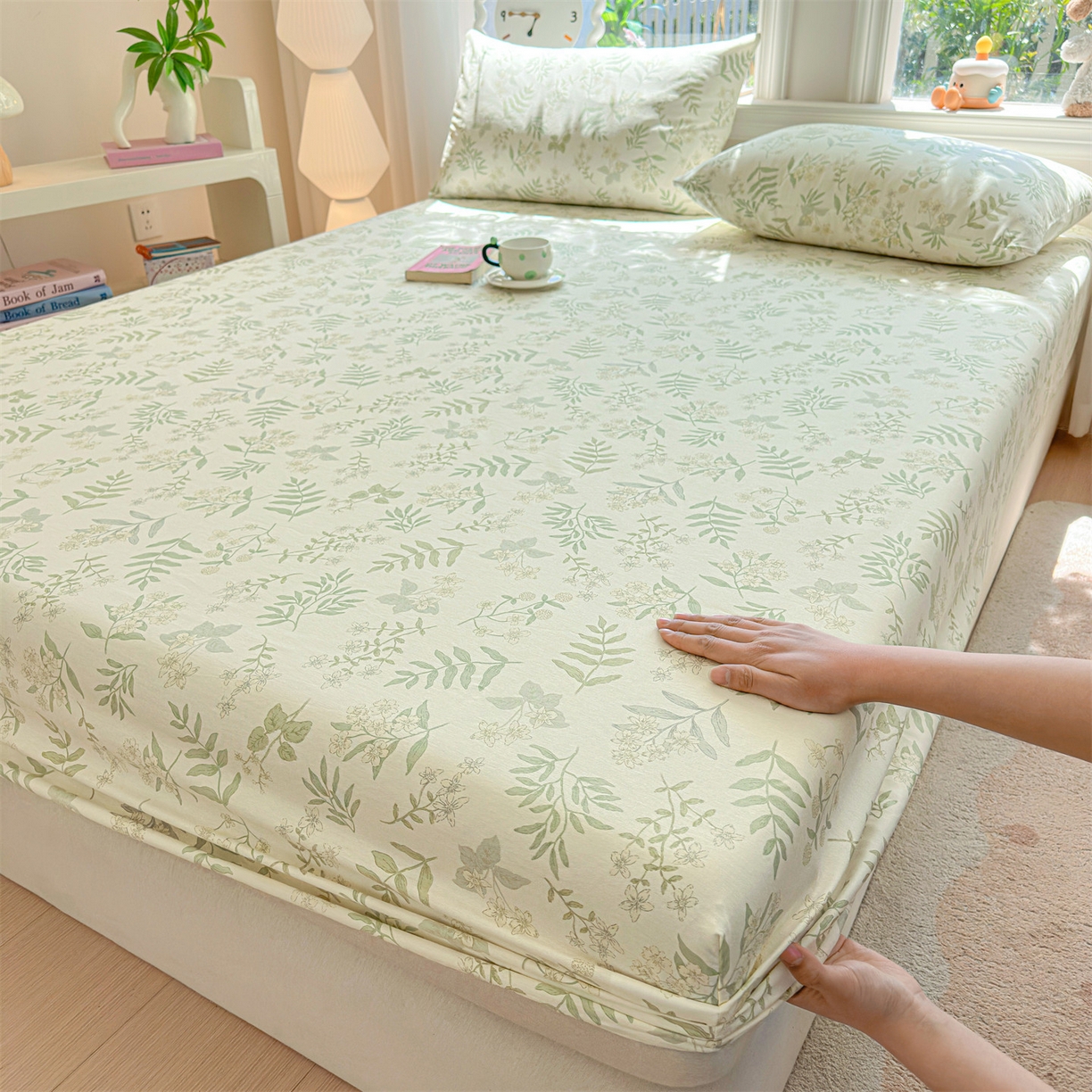优眠坊 2026春夏新款全棉印花卡通单床笠 绿茵