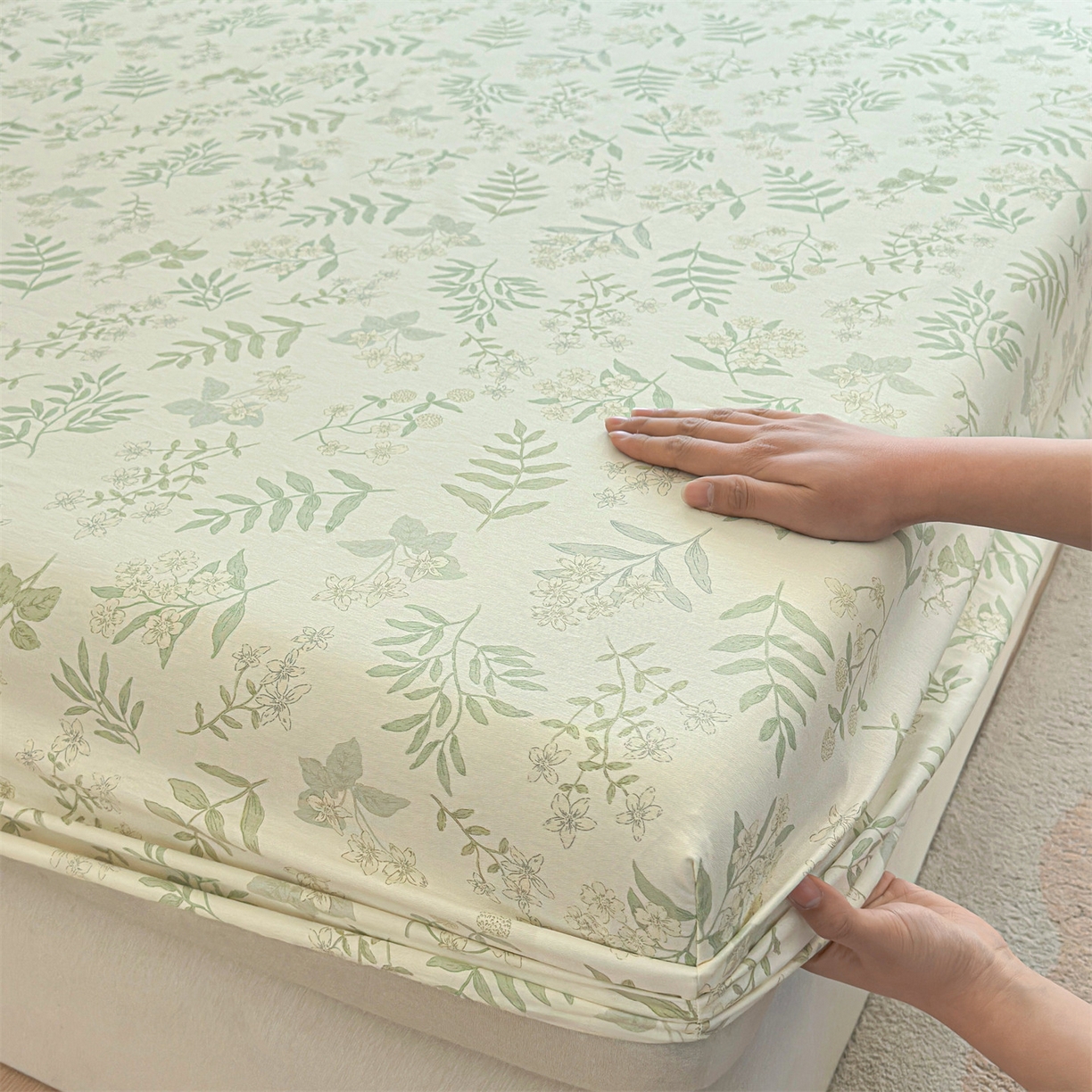 91家纺网 家纺一手货源 找家纺 优眠坊 2026春夏新款全棉印花卡通单床笠 绿茵