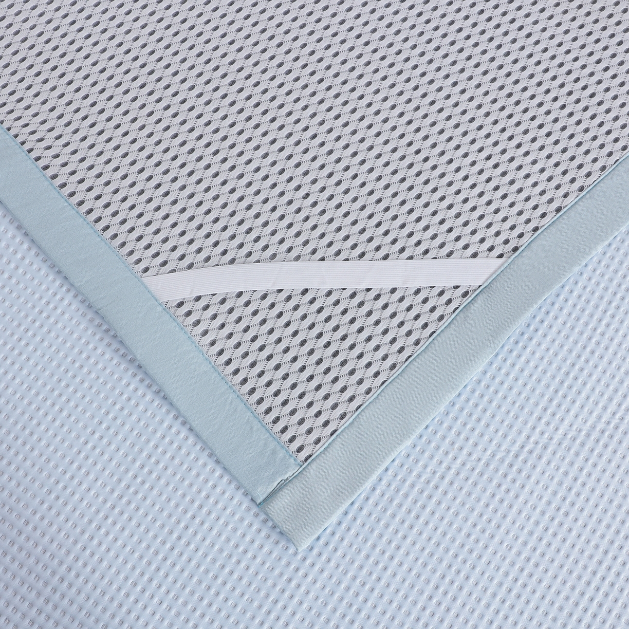 91家纺网 家纺一手货源 找家纺 耀悦家纺 2026款100%乙纶凉席pe凉感华夫格凉席加厚三明治三件套床笠床席子枕套 华夫格-水晶兰床席款