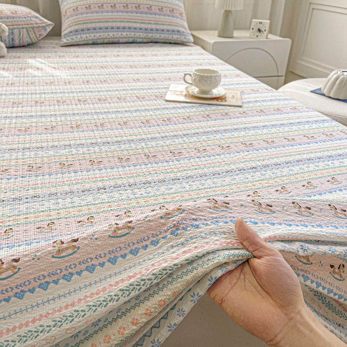 91家纺网 家纺一手货源 找家纺 （总）几禾 2026新款高克重泡芙纱~印花款（单床单）-110g