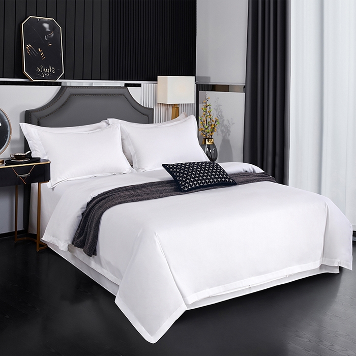 91家纺网 家纺一手货源 找家纺 （总）沐珩家纺 2026新款高仿棉150克磨毛加厚酒店专用纯白四件套