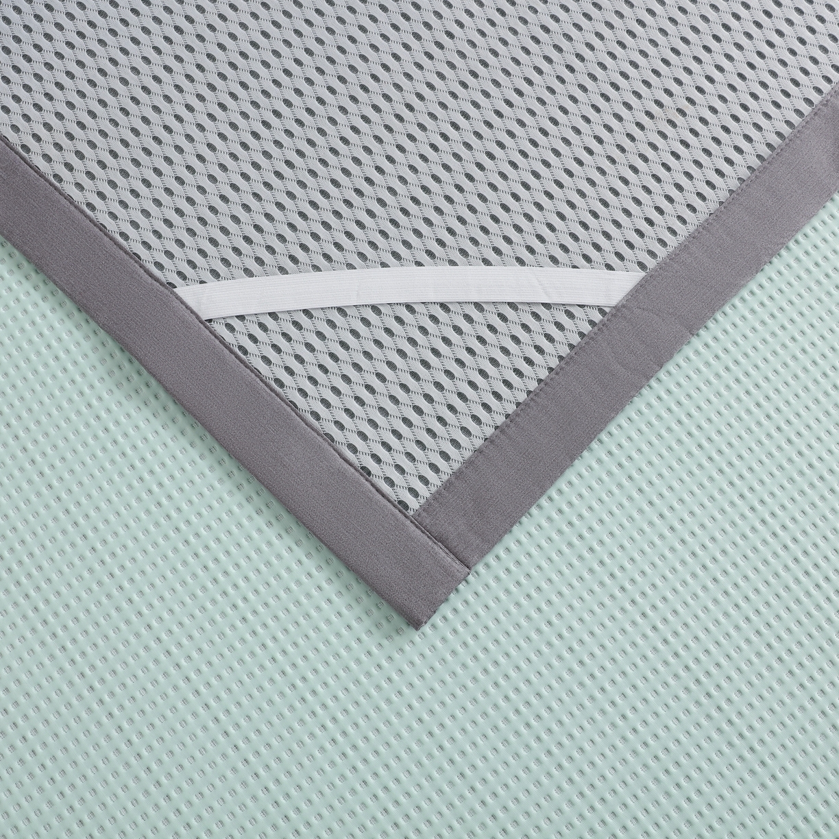 91家纺网 家纺一手货源 找家纺 耀悦家纺 2026款100%乙纶凉席pe凉感华夫格凉席加厚三明治三件套床笠床席子枕套 华夫格-水绿床席款