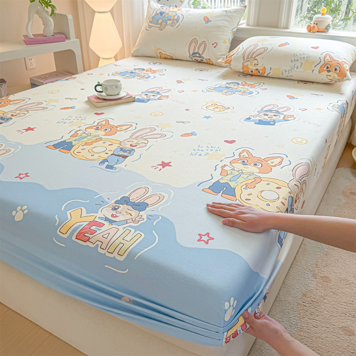 优眠坊 2026春夏新款全棉印花卡通单床笠 萌趣