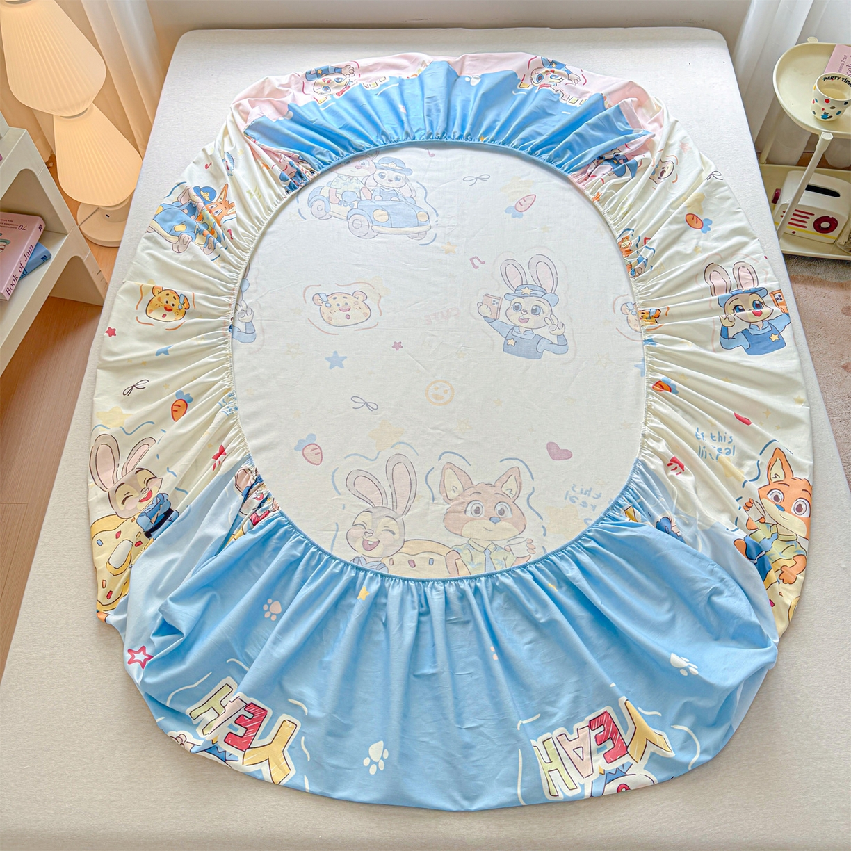 91家纺网 家纺一手货源 找家纺 优眠坊 2026春夏新款全棉印花卡通单床笠 萌趣