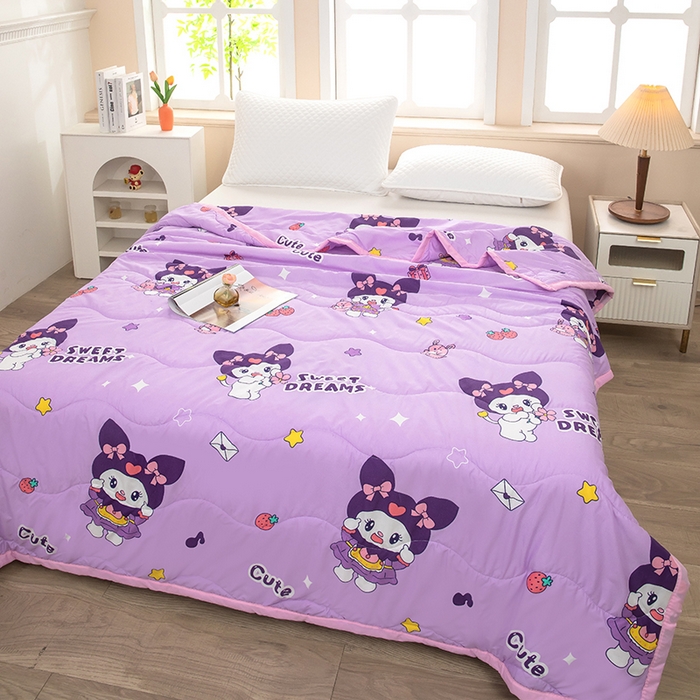 91家纺网 家纺一手货源 找家纺 才森家纺 2026新款绗绣夏凉被宽包边夏被直播间爆款空调被福利赠品被子 库洛米