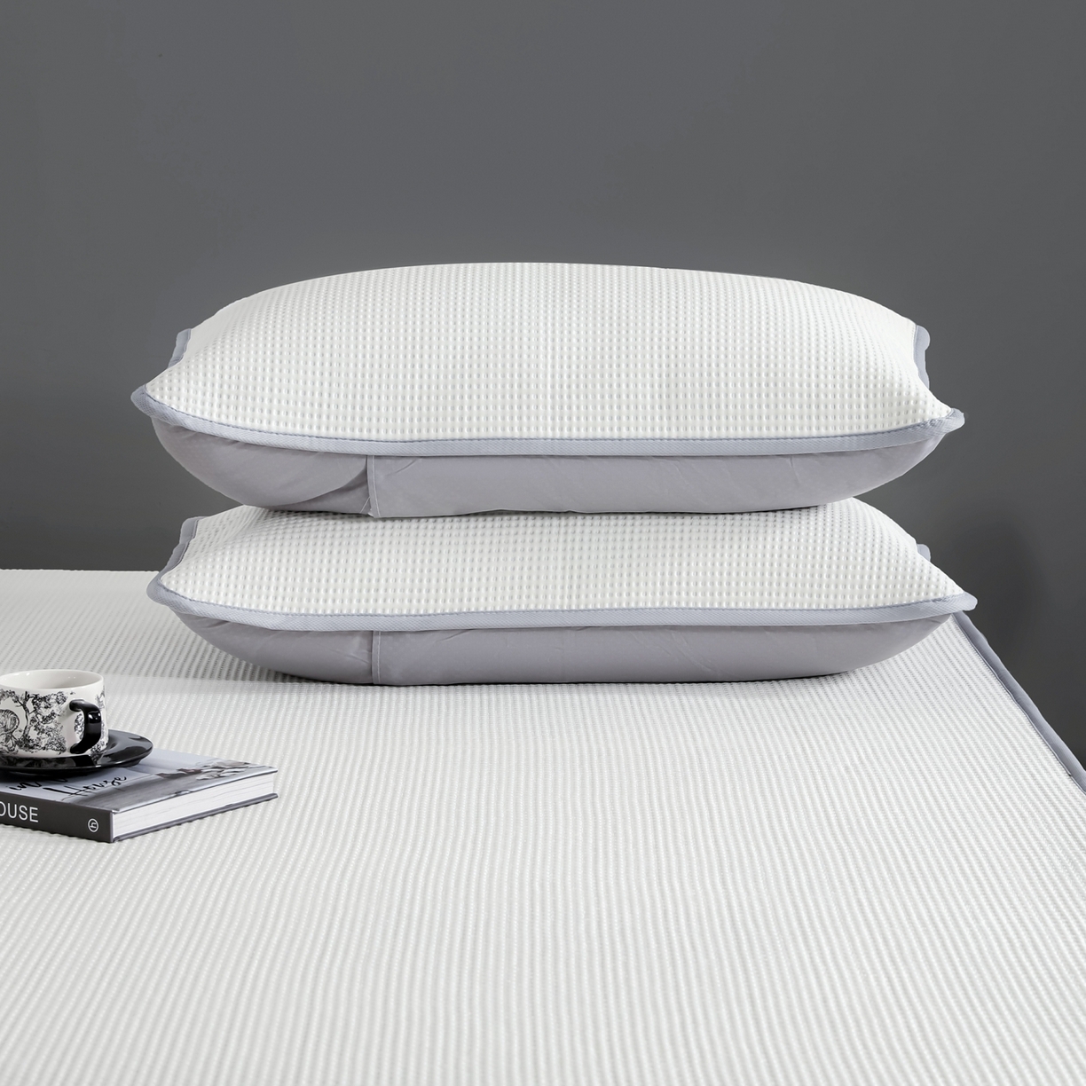 91家纺网 家纺一手货源 找家纺 耀悦家纺 2026款100%乙纶凉席pe凉感华夫格凉席加厚三明治三件套床笠床席子枕套 奶白-床笠款