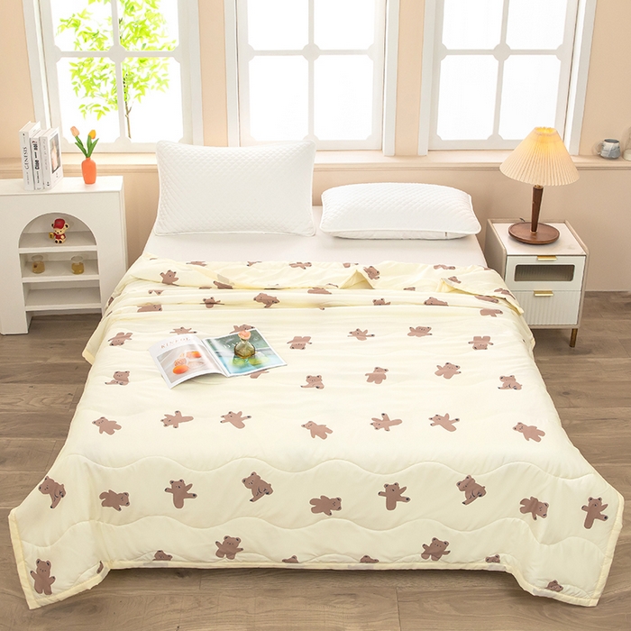 才森家纺 2026新款绗绣夏凉被宽包边夏被直播间爆款空调被福利赠品被子 饼干熊