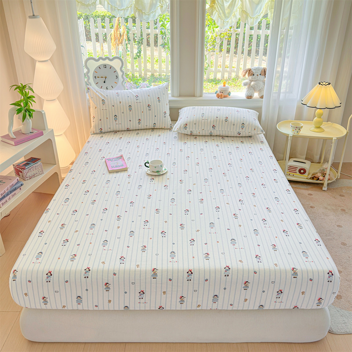 91家纺网 家纺一手货源 找家纺 优眠坊 2026春夏新款全棉印花卡通单床笠 少女日记