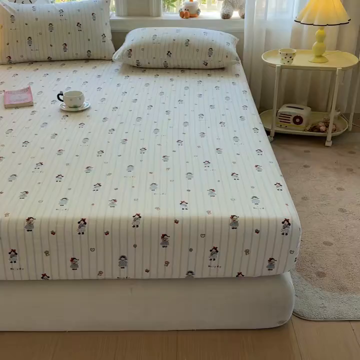91家纺网 家纺一手货源 找家纺 优眠坊 2026春夏新款全棉印花卡通单床笠 少女日记