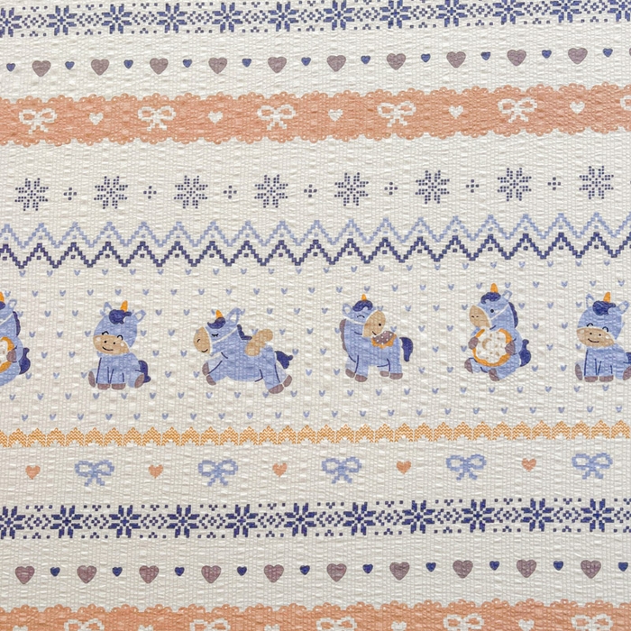 91家纺网 家纺一手货源 找家纺 几禾 2026新款高克重泡芙纱~印花款（单床单）-110g CD-费尔岛木马