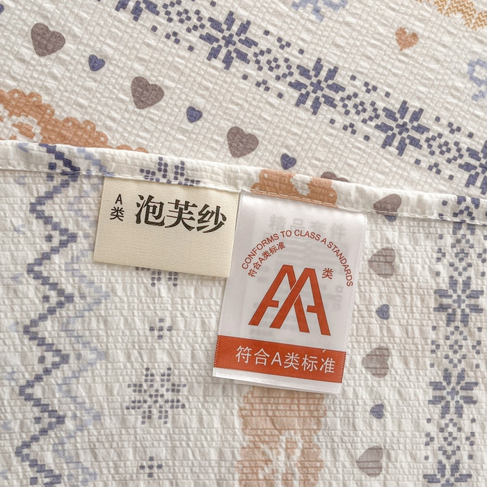 91家纺网 家纺一手货源 找家纺 几禾 2026新款高克重泡芙纱~印花款（单床单）-110g CD-费尔岛木马