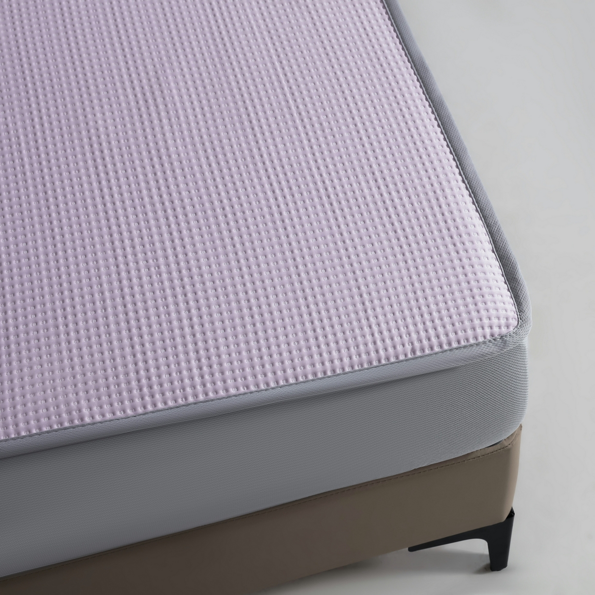 91家纺网 家纺一手货源 找家纺 耀悦家纺 2026款100%乙纶凉席pe凉感华夫格凉席加厚三明治三件套床笠床席子枕套 优雅紫-床笠款