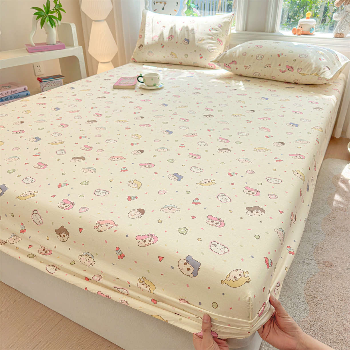 91家纺网 家纺一手货源 找家纺 优眠坊 2026春夏新款全棉印花卡通单床笠 糖果幼儿园