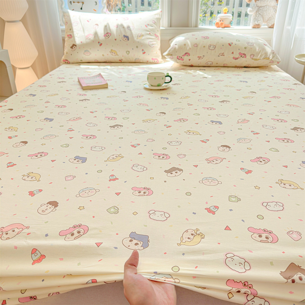 91家纺网 家纺一手货源 找家纺 优眠坊 2026春夏新款全棉印花卡通单床笠 糖果幼儿园