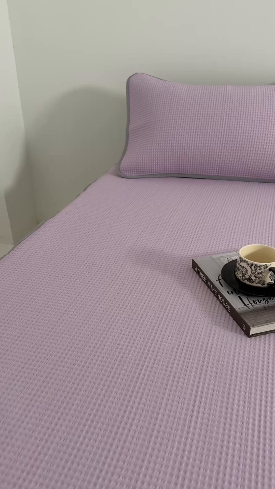 91家纺网 家纺一手货源 找家纺 耀悦家纺 2026款100%乙纶凉席pe凉感华夫格凉席加厚三明治三件套床笠床席子枕套 优雅紫-床笠款