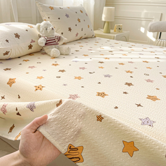 91家纺网 家纺一手货源 找家纺 几禾 2026新款高克重泡芙纱~印花款（单床单）-110g CD-逢星岛