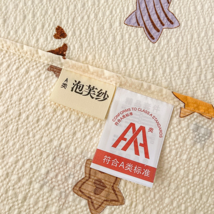 91家纺网 家纺一手货源 找家纺 几禾 2026新款高克重泡芙纱~印花款（单床单）-110g CD-逢星岛