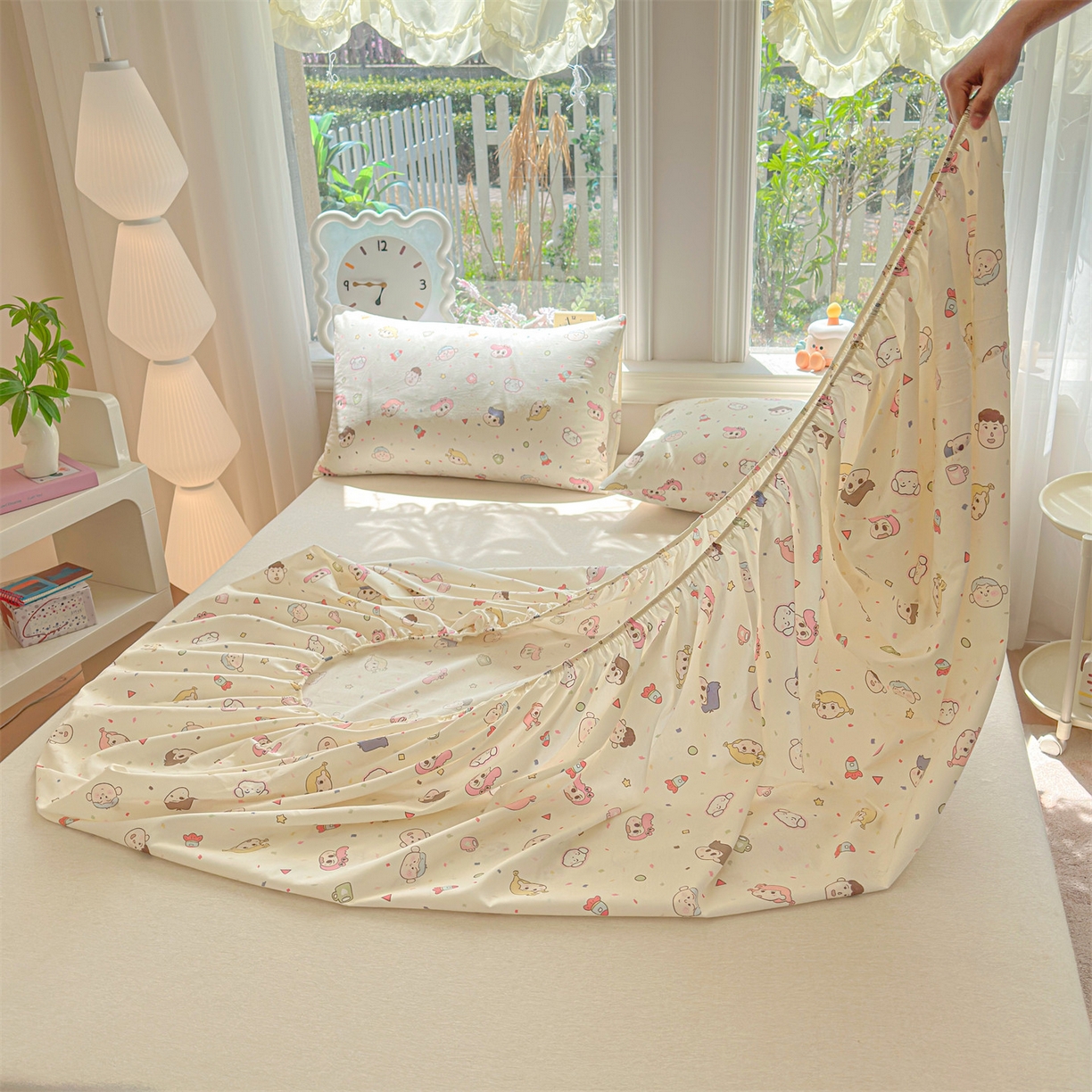 91家纺网 家纺一手货源 找家纺 优眠坊 2026春夏新款全棉印花卡通单床笠 糖果幼儿园