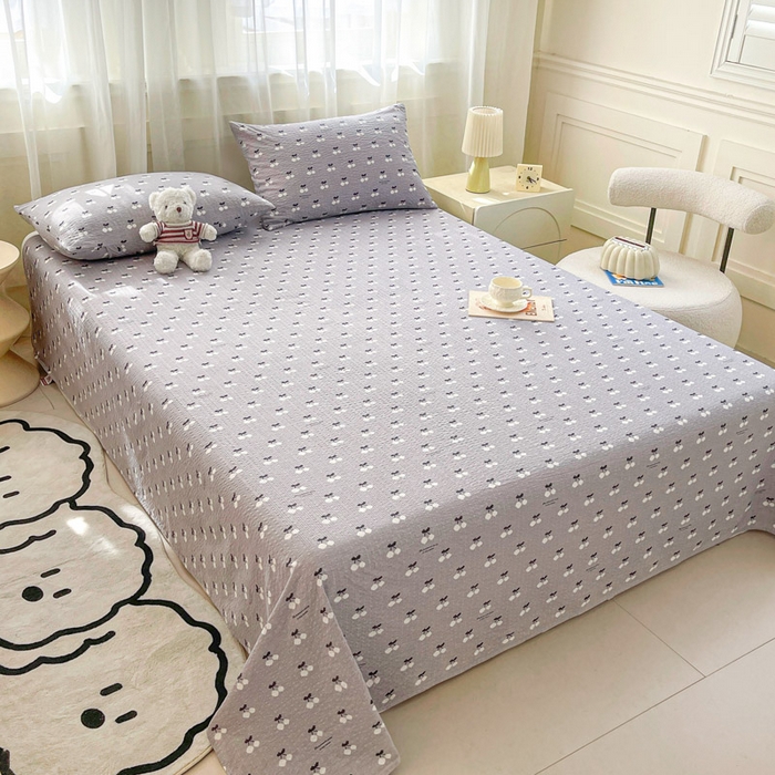 91家纺网 家纺一手货源 找家纺 几禾 2026新款高克重泡芙纱~印花款（单床单）-110g CD-灰樱桃