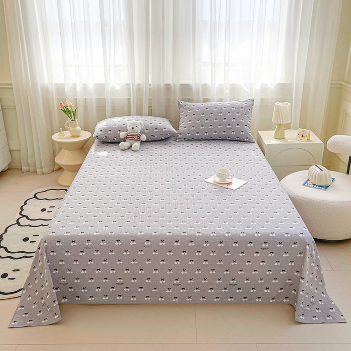 91家纺网 家纺一手货源 找家纺 几禾 2026新款高克重泡芙纱~印花款（单床单）-110g CD-灰樱桃