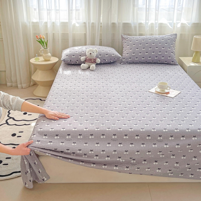 91家纺网 家纺一手货源 找家纺 几禾 2026新款高克重泡芙纱~印花款（单床单）-110g CD-灰樱桃