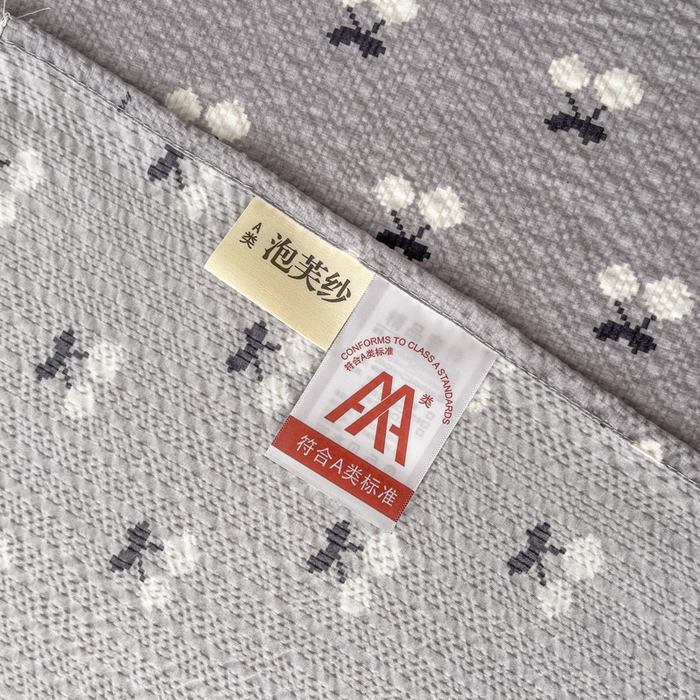91家纺网 家纺一手货源 找家纺 几禾 2026新款高克重泡芙纱~印花款（单床单）-110g CD-灰樱桃