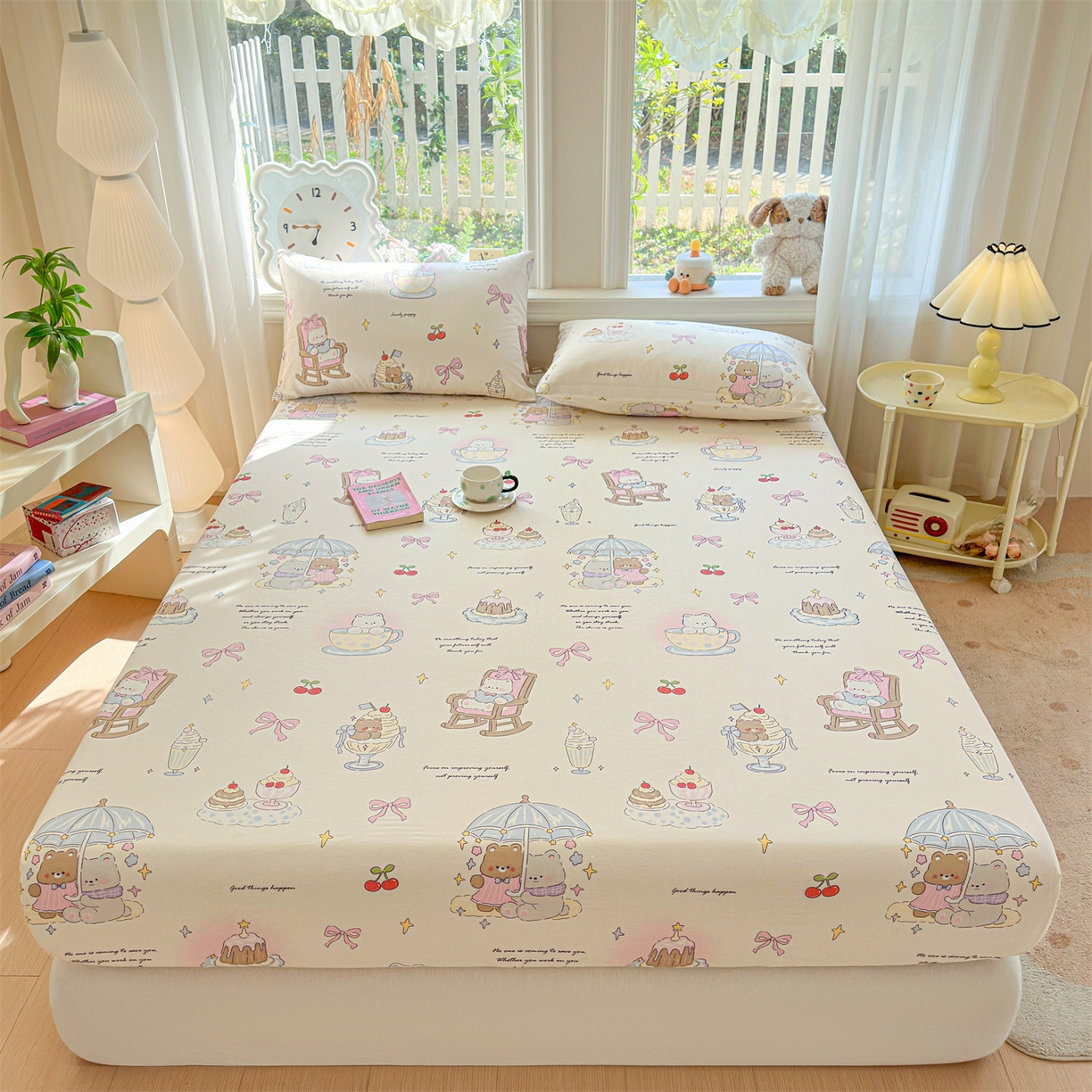 91家纺网 家纺一手货源 找家纺 优眠坊 2026春夏新款全棉印花卡通单床笠 童年趣宝