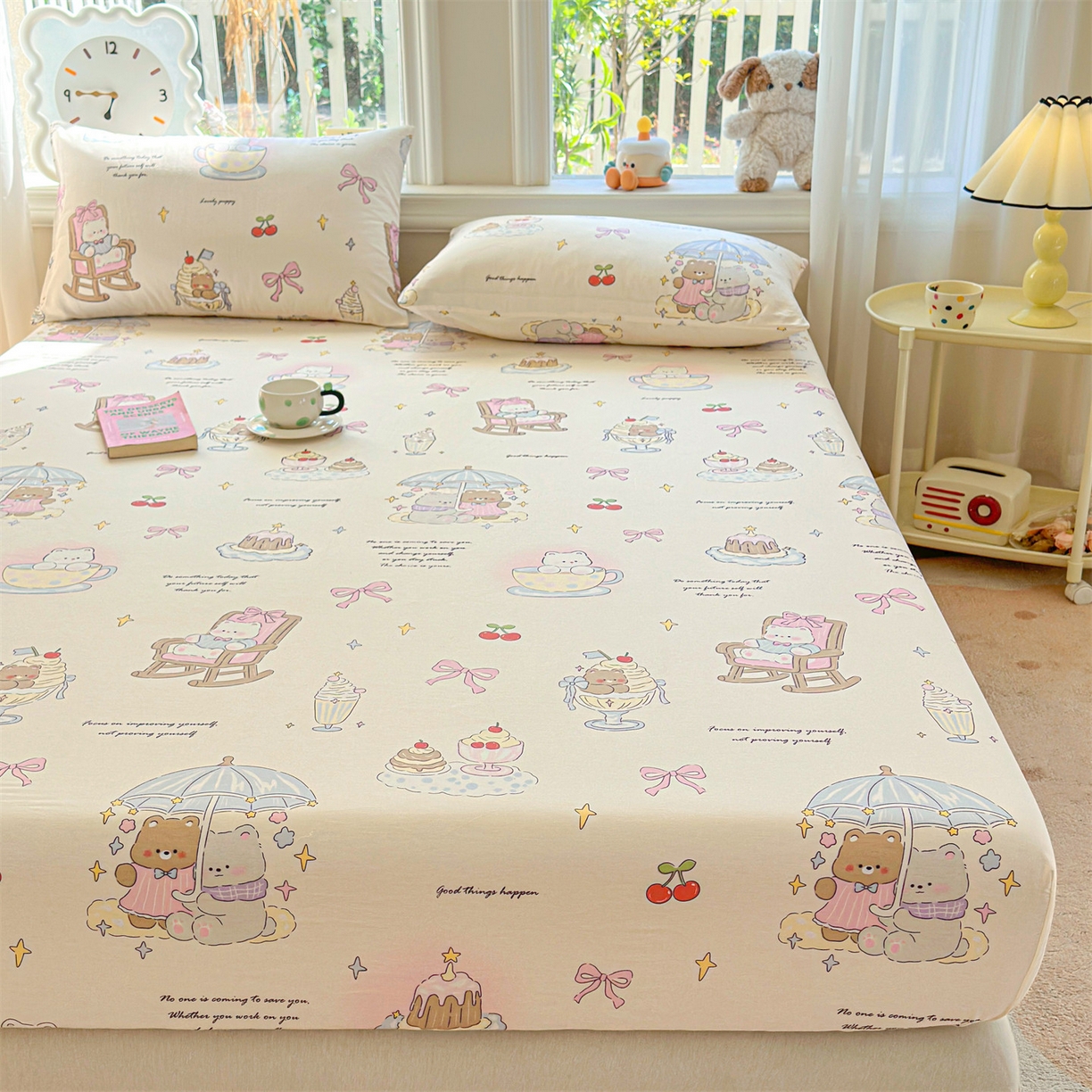 91家纺网 家纺一手货源 找家纺 优眠坊 2026春夏新款全棉印花卡通单床笠 童年趣宝