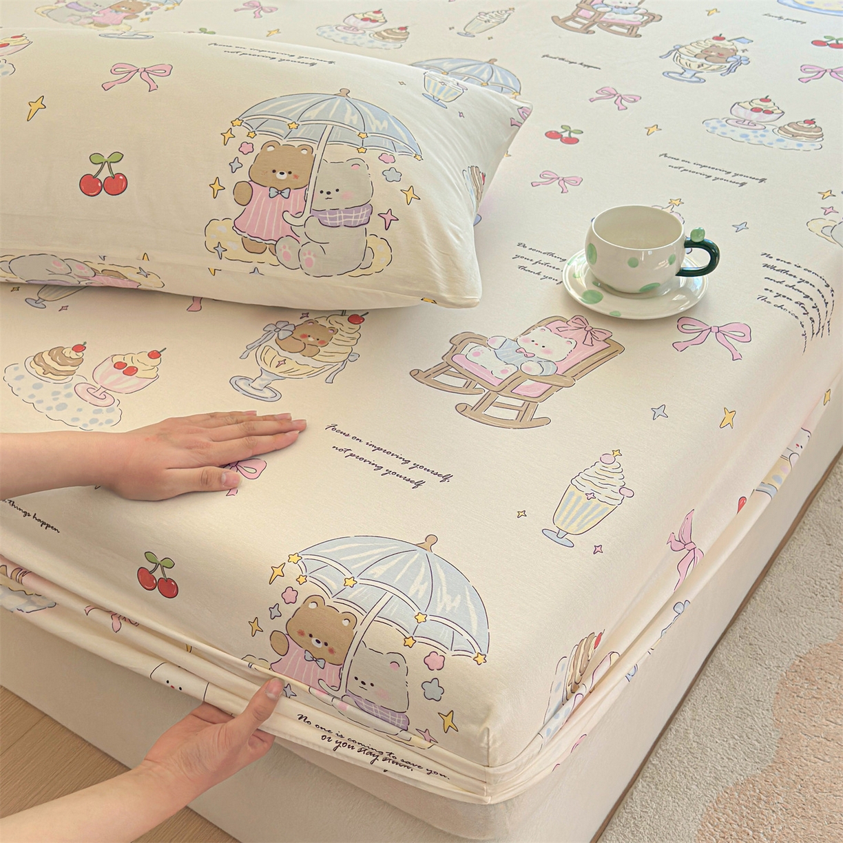 91家纺网 家纺一手货源 找家纺 优眠坊 2026春夏新款全棉印花卡通单床笠 童年趣宝