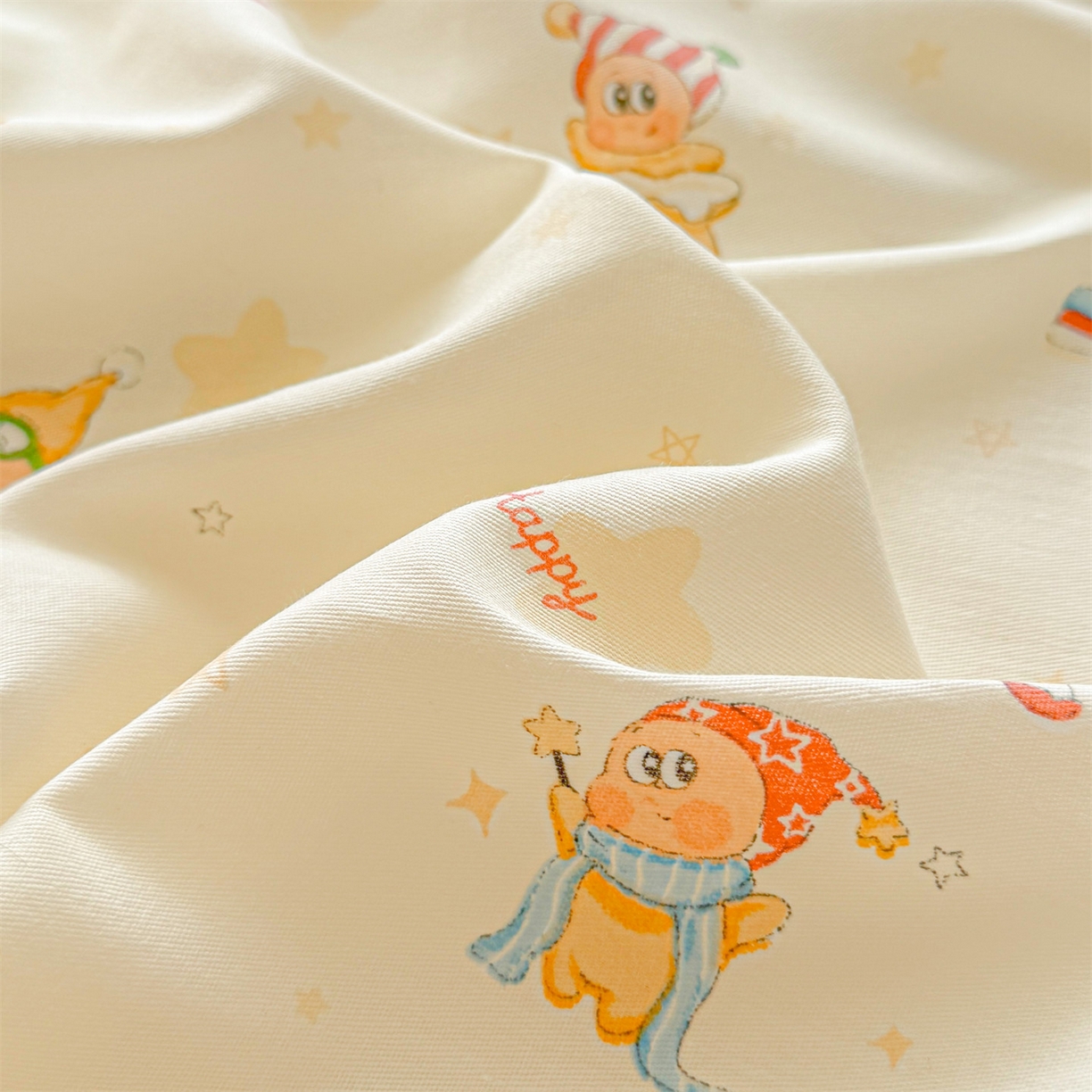 91家纺网 家纺一手货源 找家纺 优眠坊 2026春夏新款全棉印花卡通单床笠 芝士星星仔