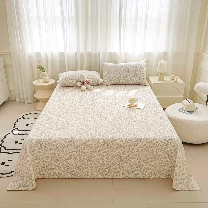 91家纺网 家纺一手货源 找家纺 几禾 2026新款高克重泡芙纱~印花款（单床单）-110g CD-蕾丝花匣