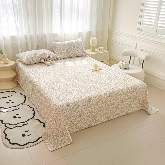 91家纺网 家纺一手货源 找家纺 几禾 2026新款高克重泡芙纱~印花款（单床单）-110g CD-蕾丝花匣