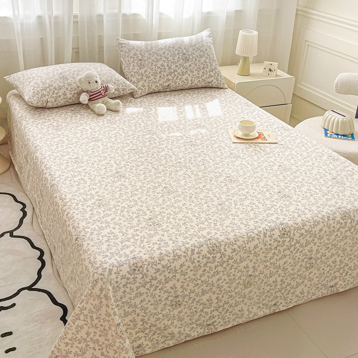 91家纺网 家纺一手货源 找家纺 几禾 2026新款高克重泡芙纱~印花款（单床单）-110g CD-蕾丝花匣