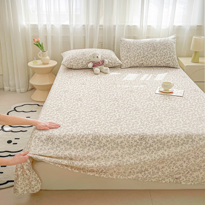 91家纺网 家纺一手货源 找家纺 几禾 2026新款高克重泡芙纱~印花款（单床单）-110g CD-蕾丝花匣