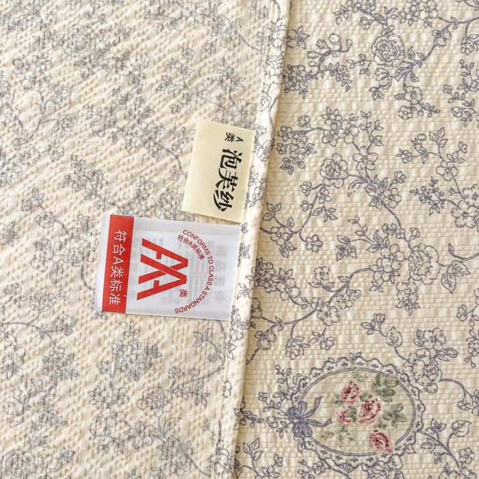 91家纺网 家纺一手货源 找家纺 几禾 2026新款高克重泡芙纱~印花款（单床单）-110g CD-蕾丝花匣