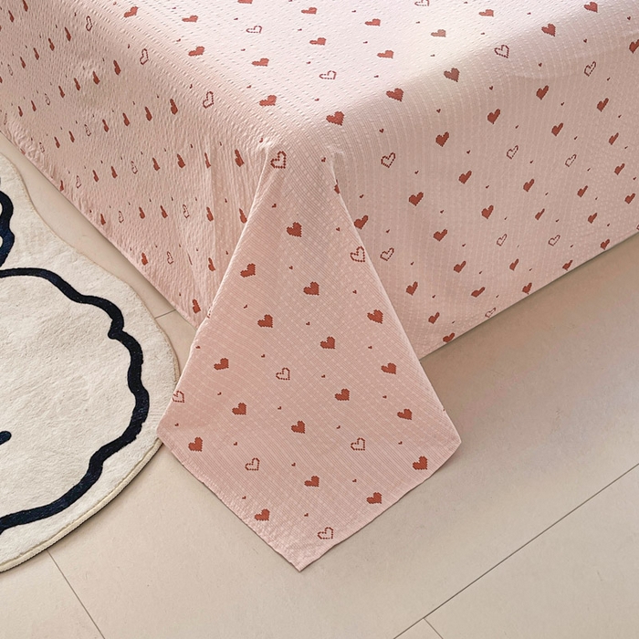 91家纺网 家纺一手货源 找家纺 几禾 2026新款高克重泡芙纱~印花款（单床单）-110g CD-朦胧粉心