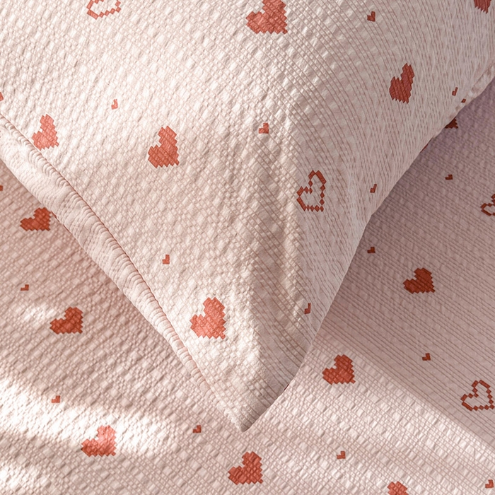 91家纺网 家纺一手货源 找家纺 几禾 2026新款高克重泡芙纱~印花款（单床单）-110g CD-朦胧粉心