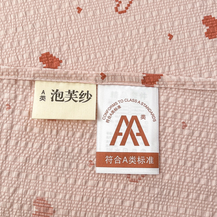 91家纺网 家纺一手货源 找家纺 几禾 2026新款高克重泡芙纱~印花款（单床单）-110g CD-朦胧粉心