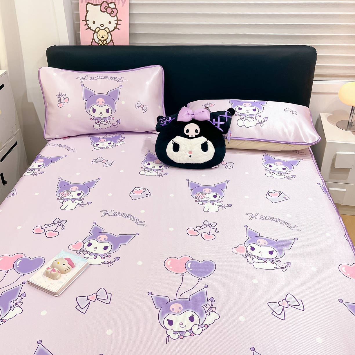 91家纺网 家纺一手货源 找家纺 暮思家居 2026新款三丽鸥正版授权数码印花A类可机洗1200D冰丝凉席三件套平铺款系列 平铺款-气球库洛米