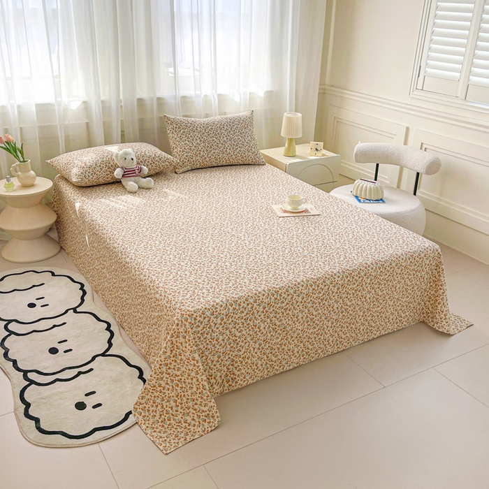 91家纺网 家纺一手货源 找家纺 几禾 2026新款高克重泡芙纱~印花款（单床单）-110g CD-暖橘枝