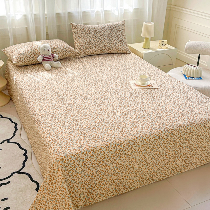 91家纺网 家纺一手货源 找家纺 几禾 2026新款高克重泡芙纱~印花款（单床单）-110g CD-暖橘枝