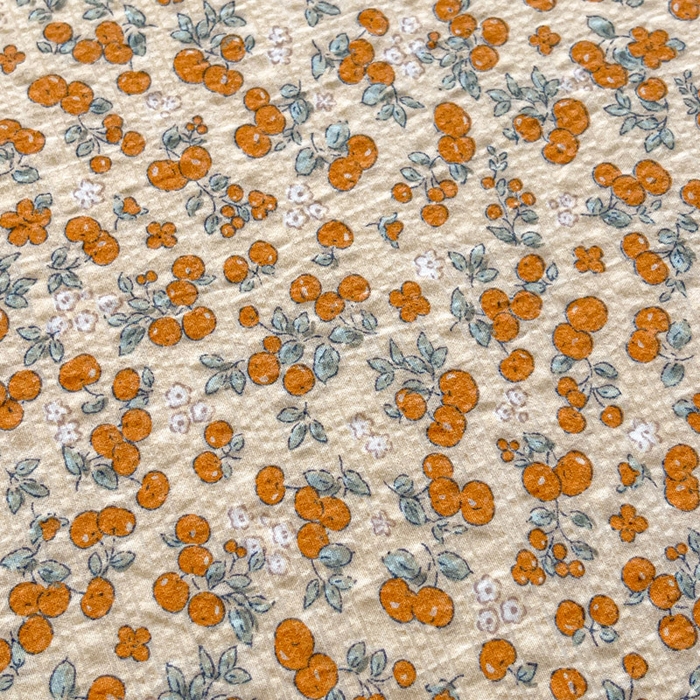 91家纺网 家纺一手货源 找家纺 几禾 2026新款高克重泡芙纱~印花款（单床单）-110g CD-暖橘枝