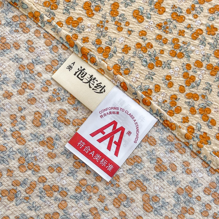 91家纺网 家纺一手货源 找家纺 几禾 2026新款高克重泡芙纱~印花款（单床单）-110g CD-暖橘枝