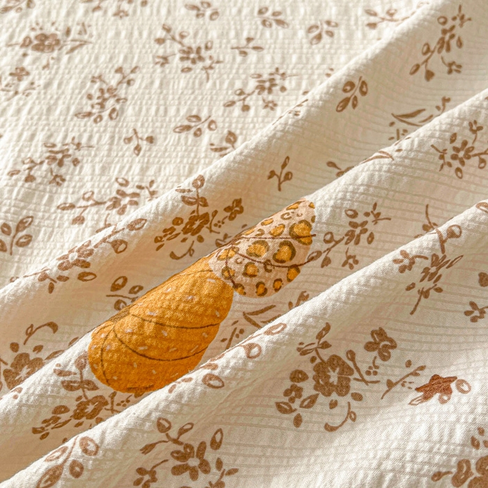 91家纺网 家纺一手货源 找家纺 几禾 2026新款高克重泡芙纱~印花款（单床单）-110g CD-秋末南瓜星