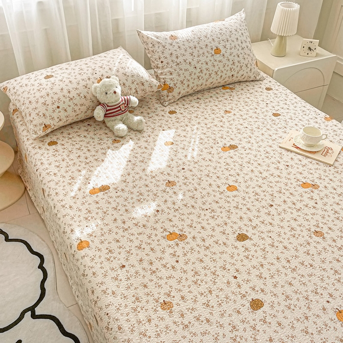 91家纺网 家纺一手货源 找家纺 几禾 2026新款高克重泡芙纱~印花款（单床单）-110g CD-秋末南瓜星