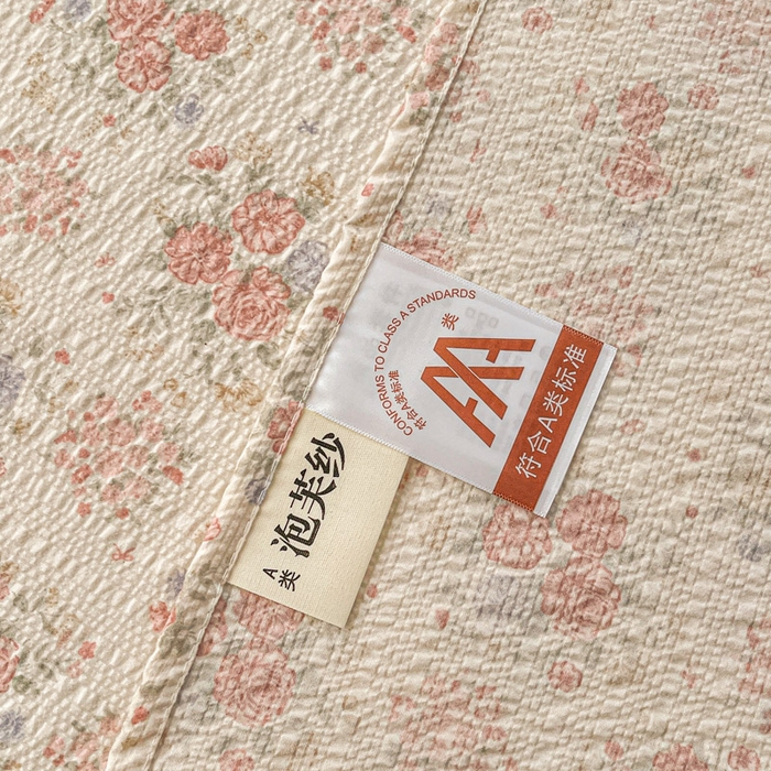 91家纺网 家纺一手货源 找家纺 几禾 2026新款高克重泡芙纱~印花款（单床单）-110g CD-日光漫游