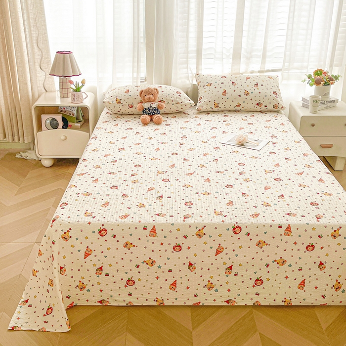 91家纺网 家纺一手货源 找家纺 几禾 2026新款高克重泡芙纱~印花款（单床单）-110g CD-软糖 旧街星星