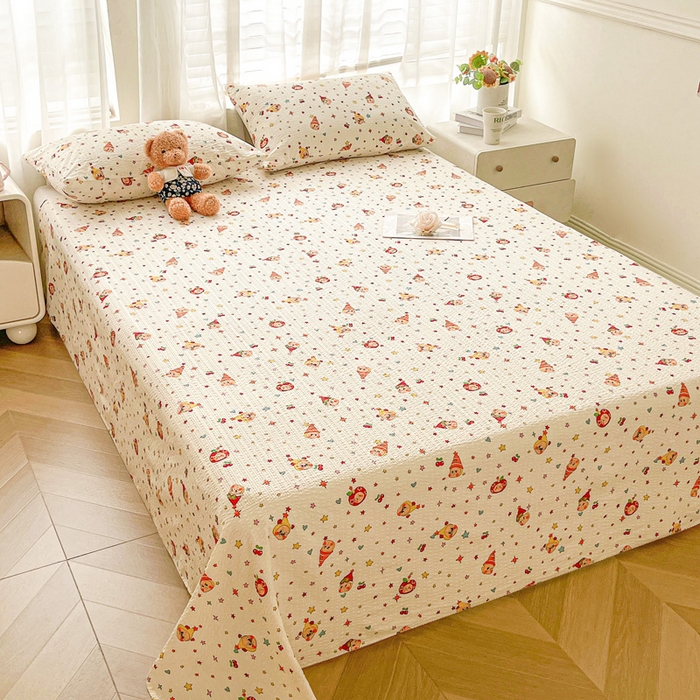 91家纺网 家纺一手货源 找家纺 几禾 2026新款高克重泡芙纱~印花款（单床单）-110g CD-软糖 旧街星星