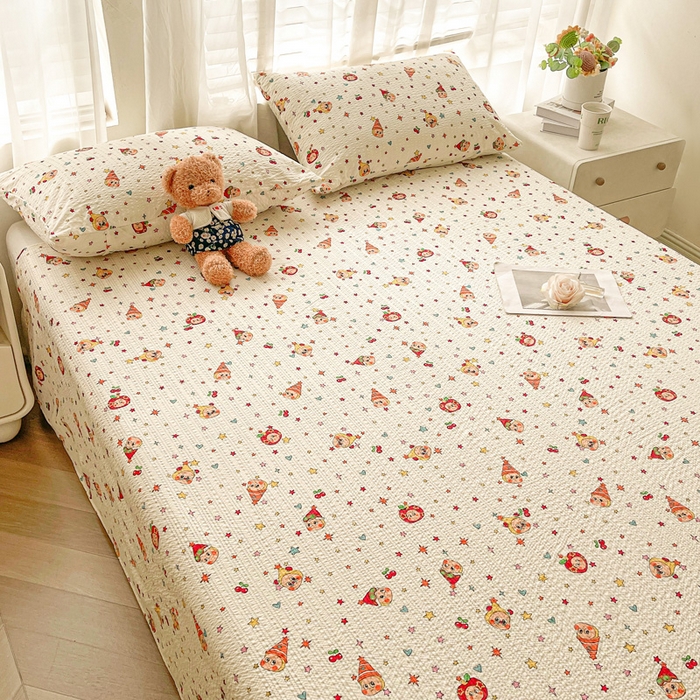 91家纺网 家纺一手货源 找家纺 几禾 2026新款高克重泡芙纱~印花款（单床单）-110g CD-软糖 旧街星星