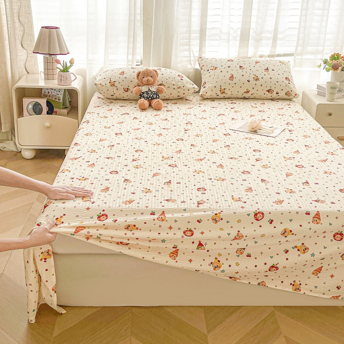 91家纺网 家纺一手货源 找家纺 几禾 2026新款高克重泡芙纱~印花款（单床单）-110g CD-软糖 旧街星星